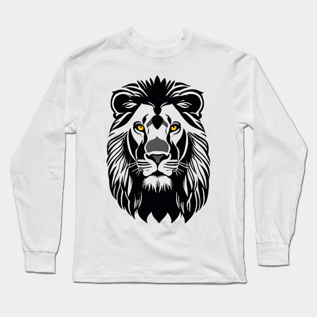 Majestic Lion Face Long Sleeve T-Shirt by mikepod